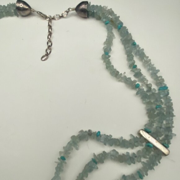 Jay King DRT Aquamarine Turquoise Chip 925 Silver Necklace Vintage 21+3 - Picture 10 of 10